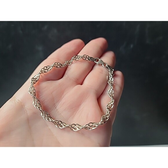 Italian 925 Sterling Silver Chain Bracelet Vintage - Picture 1 of 10